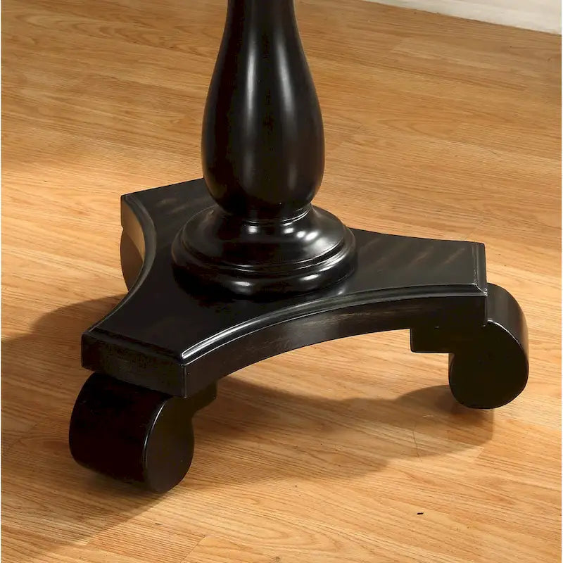 Round Wood Pedestal End Table with Scrolled Legs