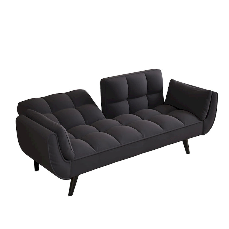 57 Sofa Bed,Polyester Blend Comfy Futon Couch Bed with 2 Square Pillows, Convertible Sleeper Sofa with Adjustable Backrest