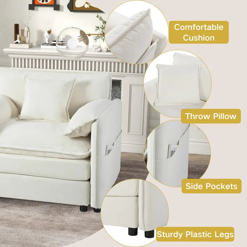 2-Pieces Chenille Accent Sofa Chair Set of 2 with Oversized Armchairs and 29.92 Deep Seats (800lb Capacity)