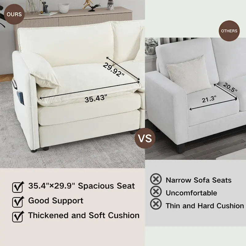 2-Pieces Chenille Accent Sofa Chair Set of 2 with Oversized Armchairs and 29.92 Deep Seats (800lb Capacity)
