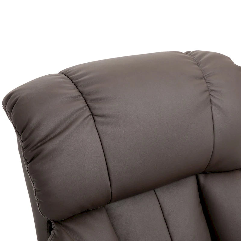 360 Swivel Massage Recliner Chair PU Leather Lounge Chair with 145 Recline, Footrest, Remote Control and Side Pocket