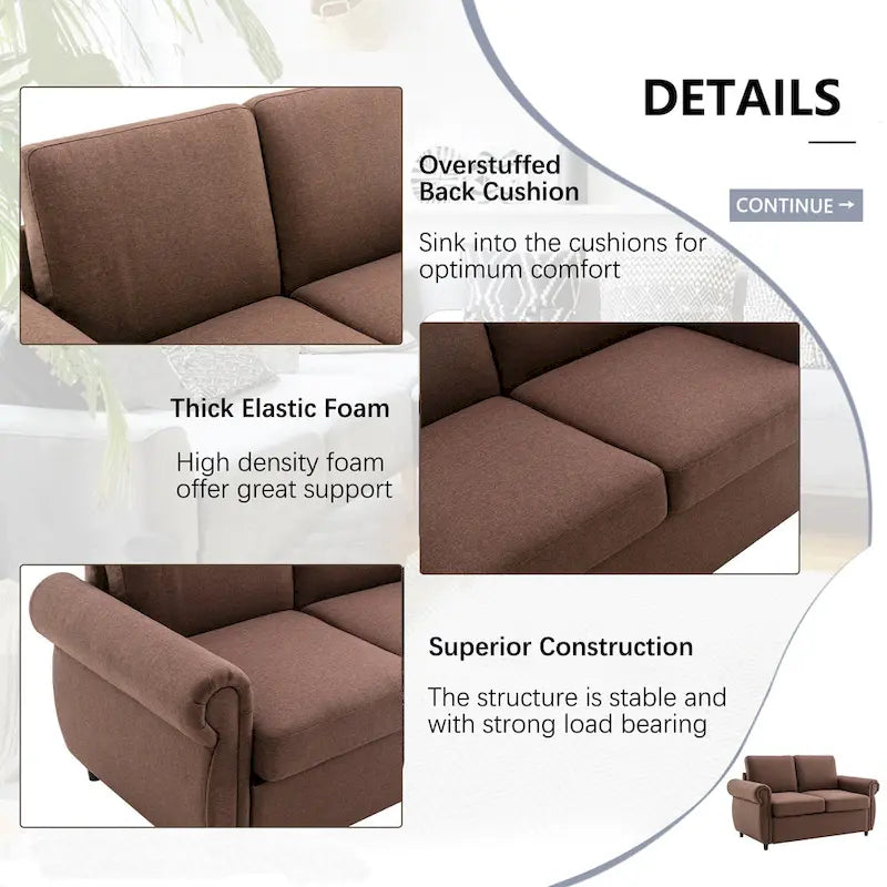 57.9 Pull-Out Sleeper Sofa Loveseat with Twin Size Memory Foam Mattress, Two USB Charging Ports