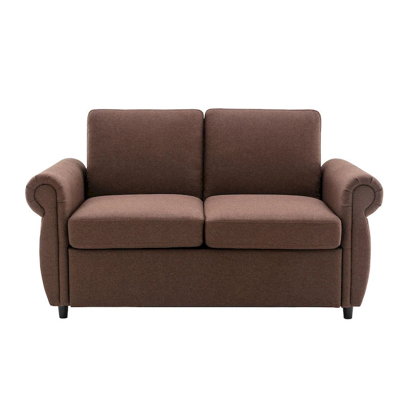 57.9 Pull-Out Sleeper Sofa Loveseat with Twin Size Memory Foam Mattress, Two USB Charging Ports