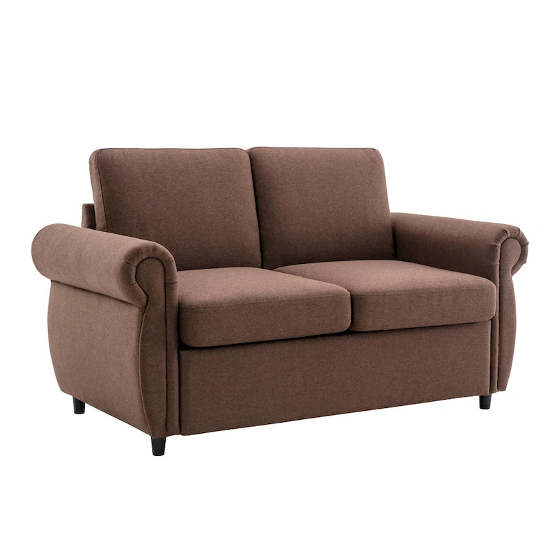 57.9 Pull-Out Sleeper Sofa Loveseat with Twin Size Memory Foam Mattress, Two USB Charging Ports