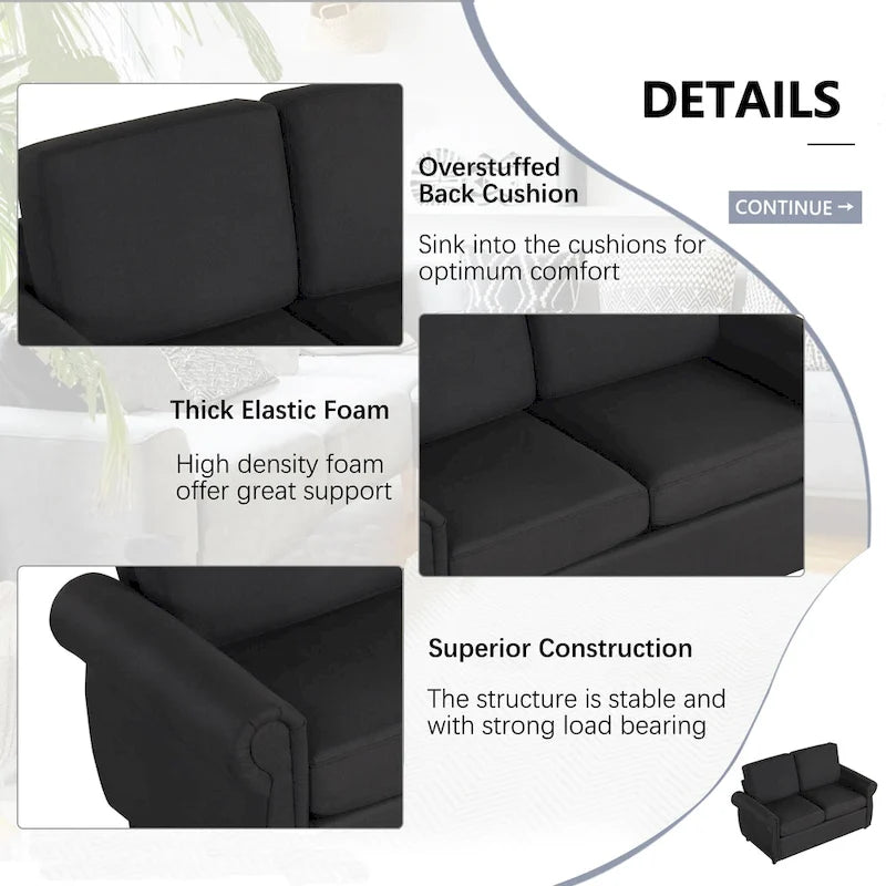 57.9 Pull-Out Sleeper Sofa Loveseat with Twin Size Memory Foam Mattress, Two USB Charging Ports