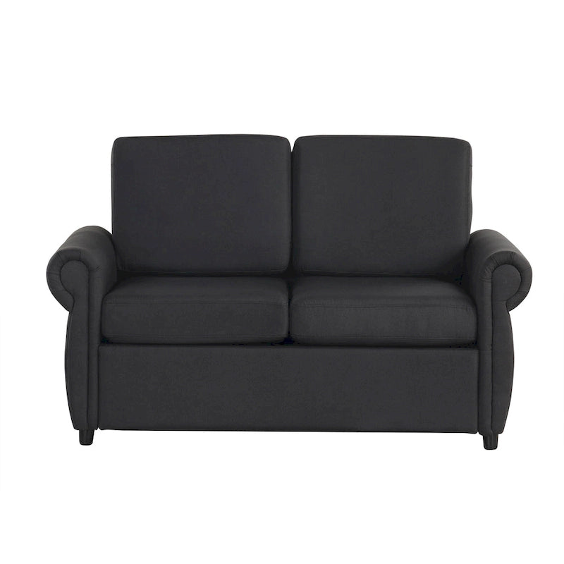 57.9 Pull-Out Sleeper Sofa Loveseat with Twin Size Memory Foam Mattress, Two USB Charging Ports