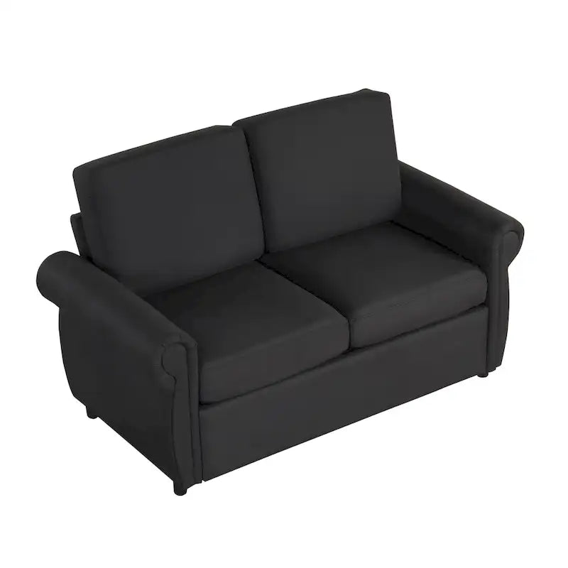 57.9 Pull-Out Sleeper Sofa Loveseat with Twin Size Memory Foam Mattress, Two USB Charging Ports
