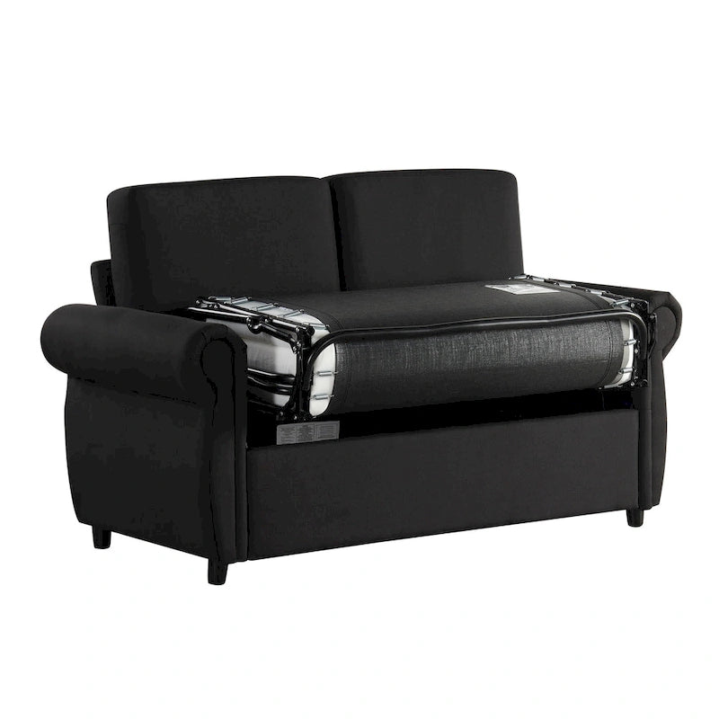 57.9 Pull-Out Sleeper Sofa Loveseat with Twin Size Memory Foam Mattress, Two USB Charging Ports