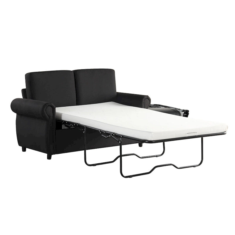 57.9 Pull-Out Sleeper Sofa Loveseat with Twin Size Memory Foam Mattress, Two USB Charging Ports