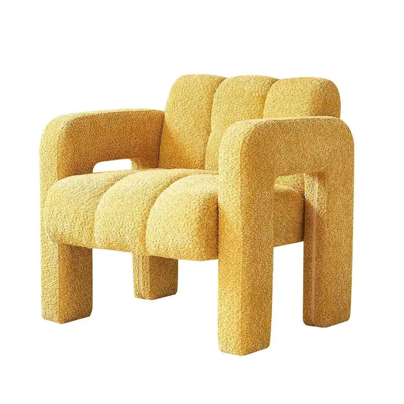 Upholstered Accent Chair 31.10 Wide Boucle Modern Accent Chair Side Chair Comfy Wide Armchair For Bedroom, Living Room