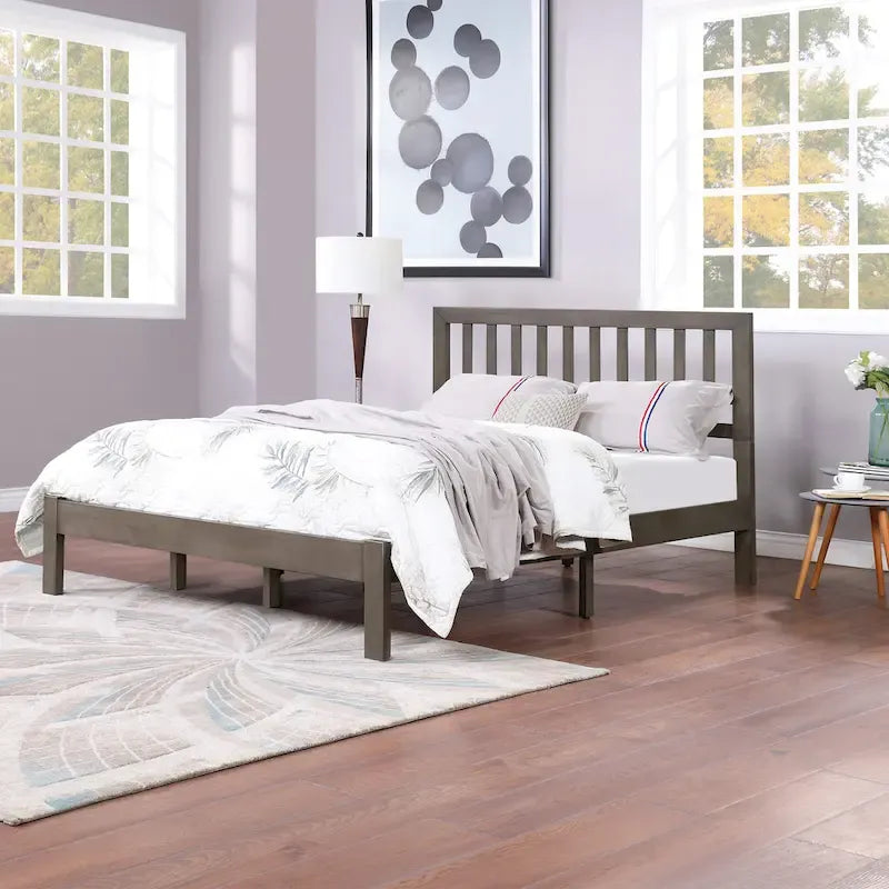 Modern Farmhouse Acacia Wood Queen Bed Platform
