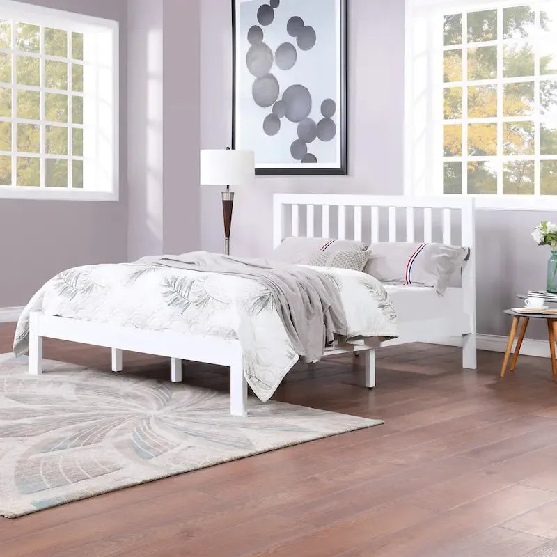 Modern Farmhouse Acacia Wood Queen Bed Platform