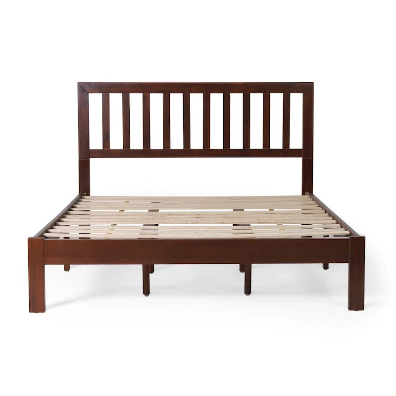 Modern Farmhouse Acacia Wood Queen Bed Platform