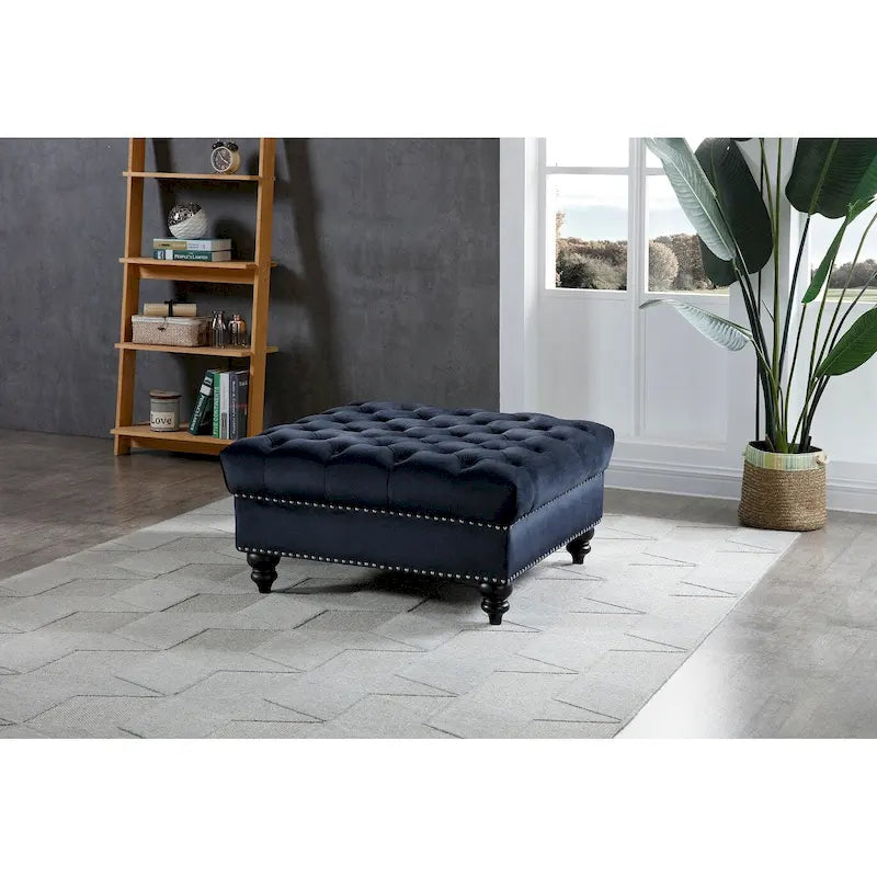 Tufted Ottoman - Navy Blue