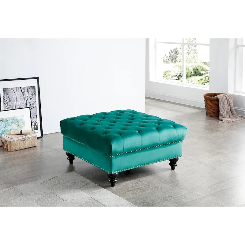 Tufted Ottoman - Navy Blue