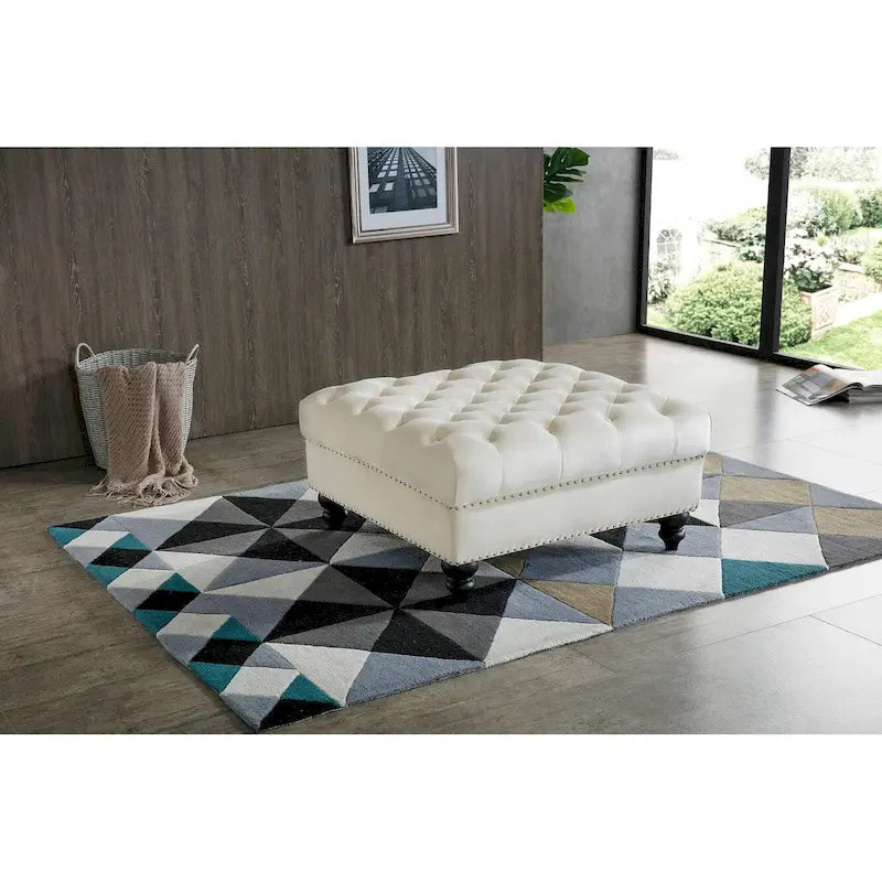 Tufted Ottoman - Navy Blue