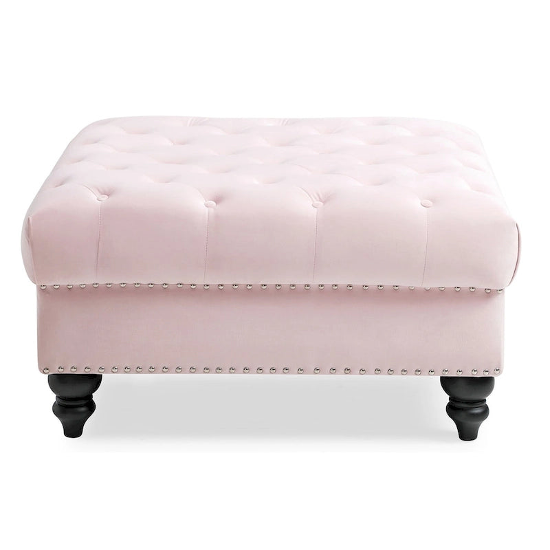 Tufted Ottoman - Navy Blue