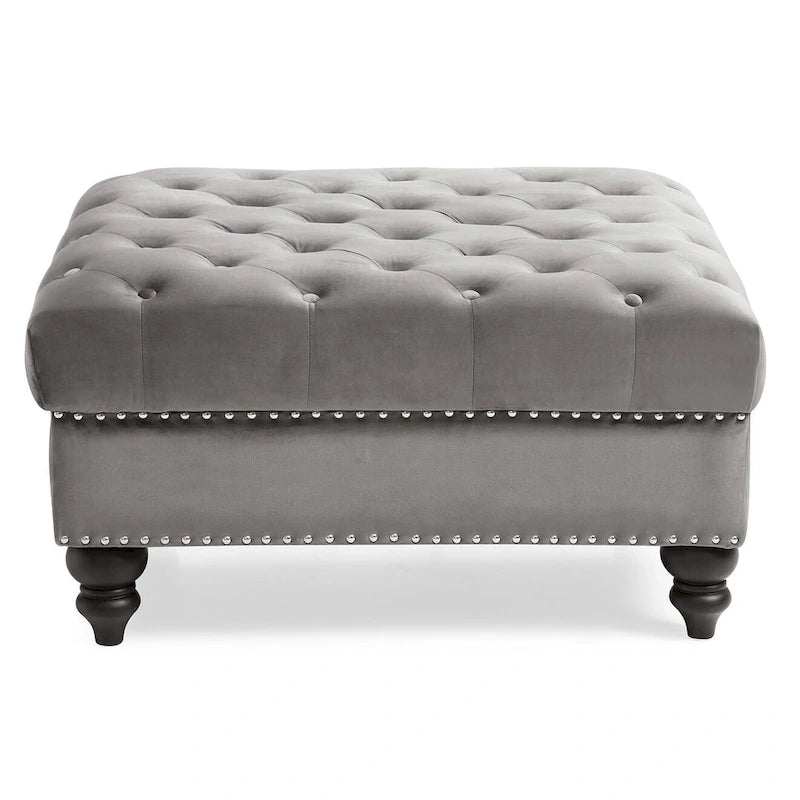 Tufted Ottoman - Navy Blue