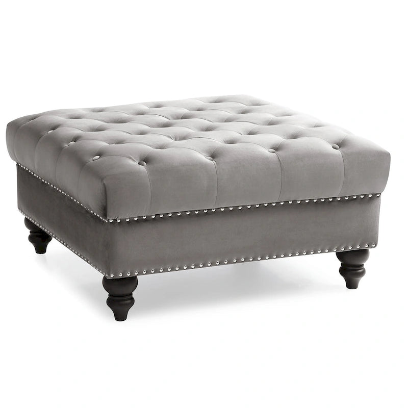 Tufted Ottoman - Navy Blue
