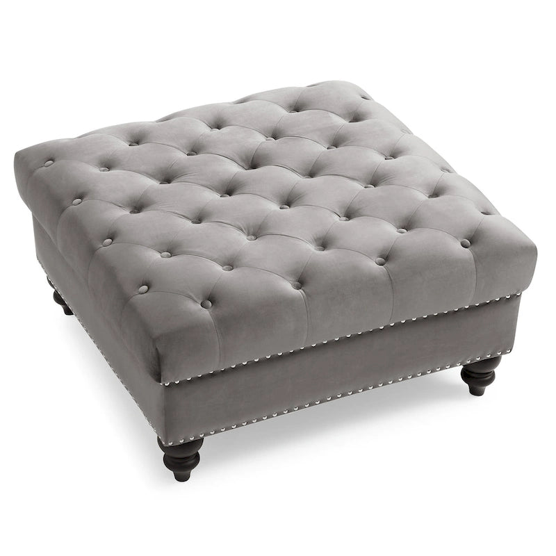 Tufted Ottoman - Navy Blue