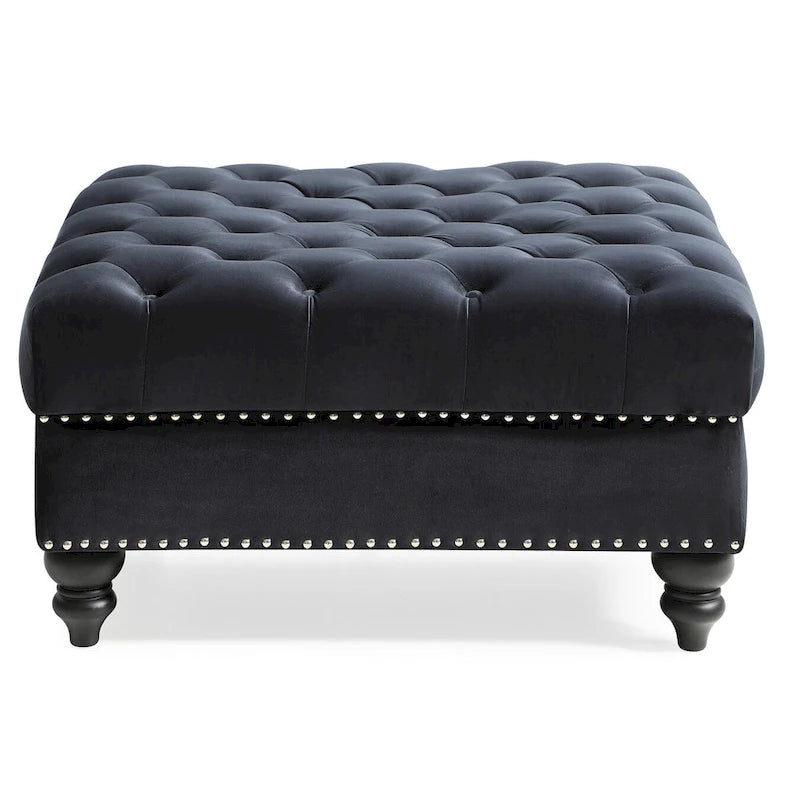 Tufted Ottoman - Navy Blue