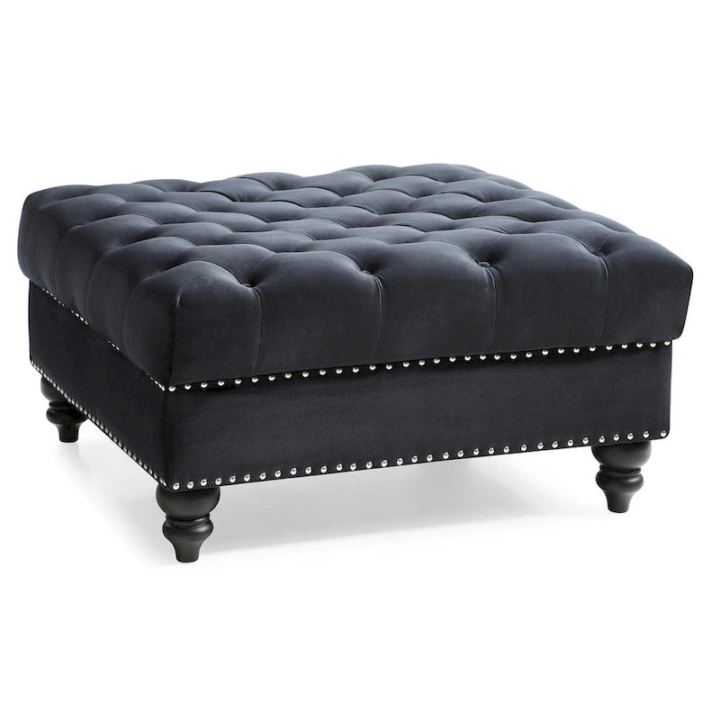 Tufted Ottoman - Navy Blue