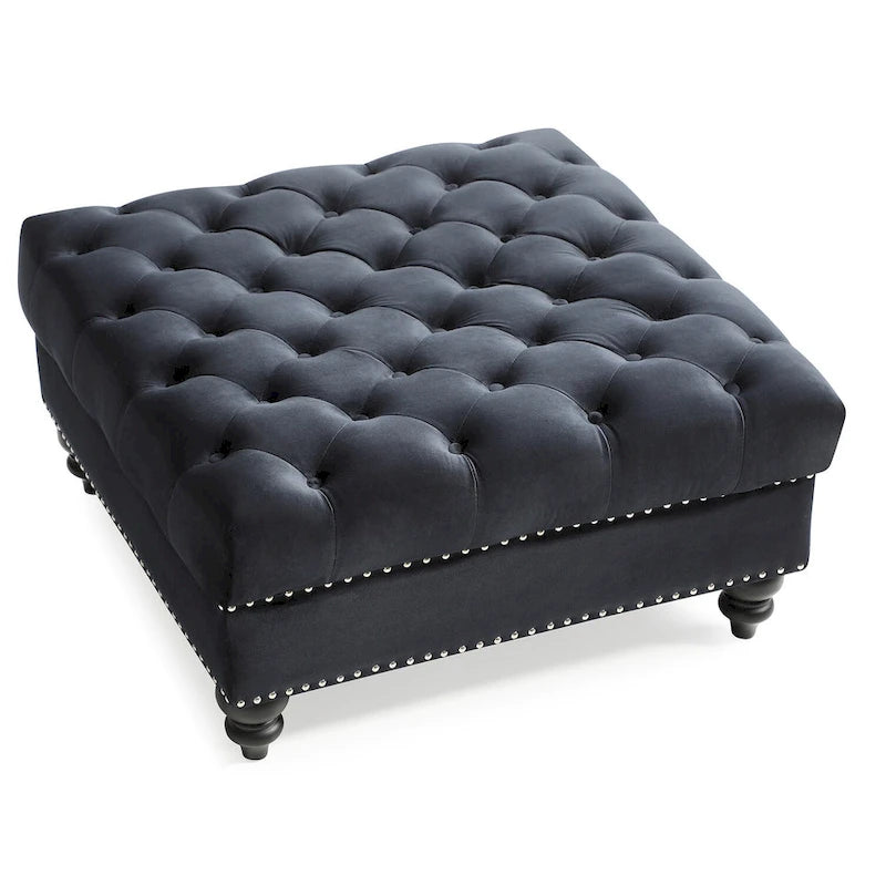 Tufted Ottoman - Navy Blue