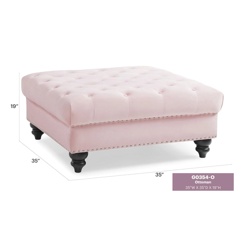 Tufted Ottoman - Navy Blue