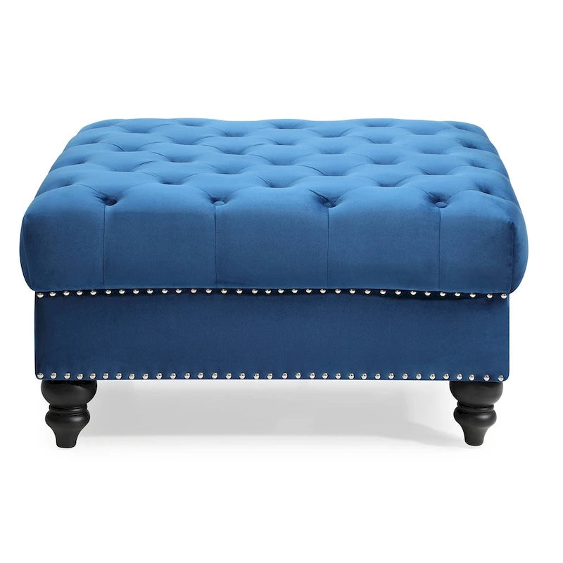 Tufted Ottoman - Navy Blue