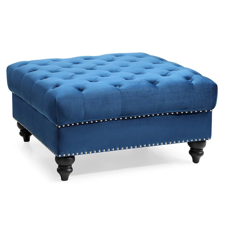 Tufted Ottoman - Navy Blue