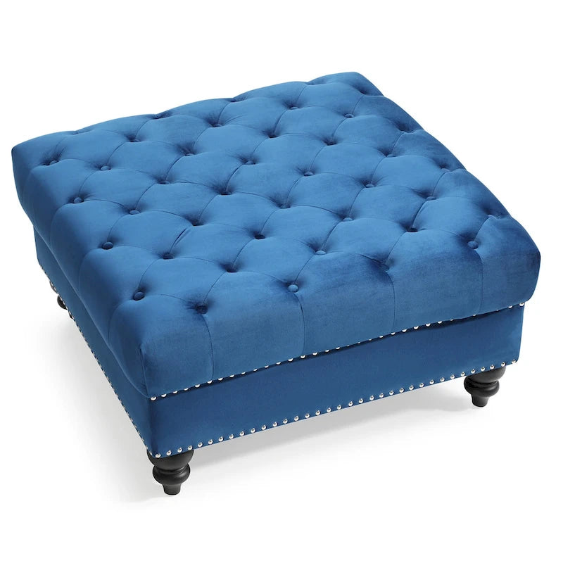 Tufted Ottoman - Navy Blue