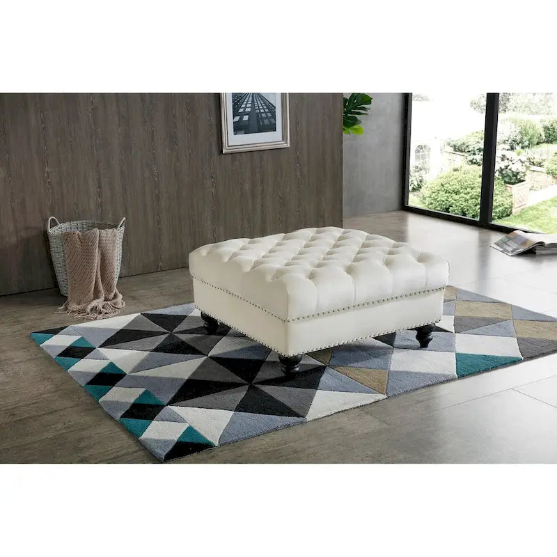 Tufted Ottoman - Navy Blue