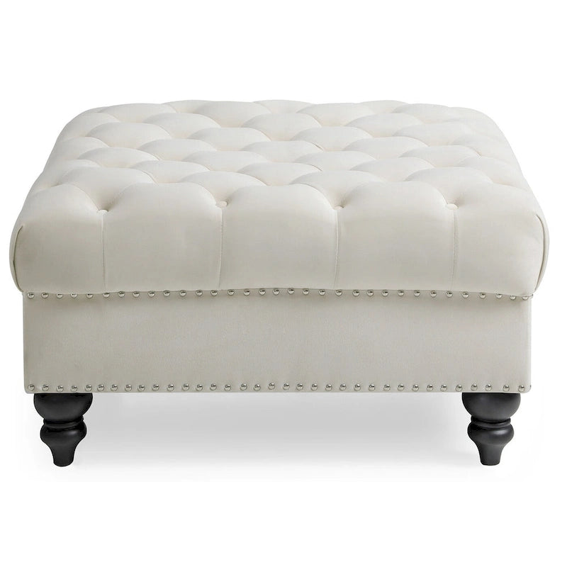 Tufted Ottoman - Navy Blue