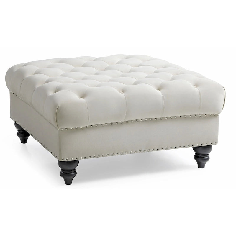 Tufted Ottoman - Navy Blue