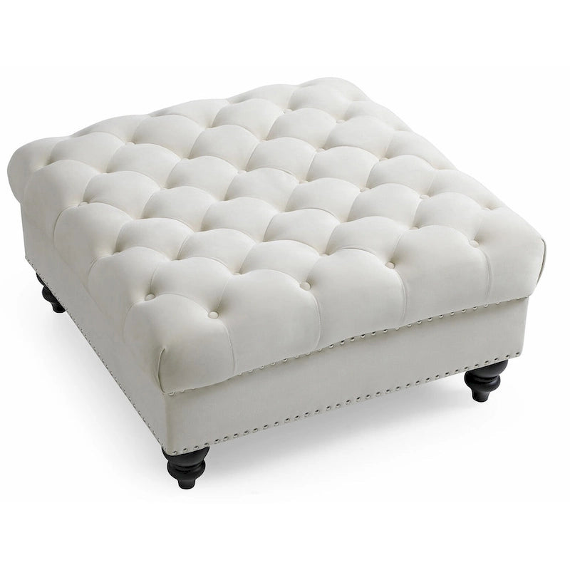 Tufted Ottoman - Navy Blue
