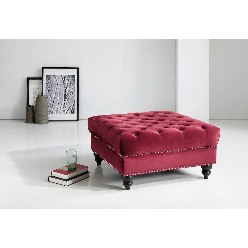 Tufted Ottoman - Navy Blue