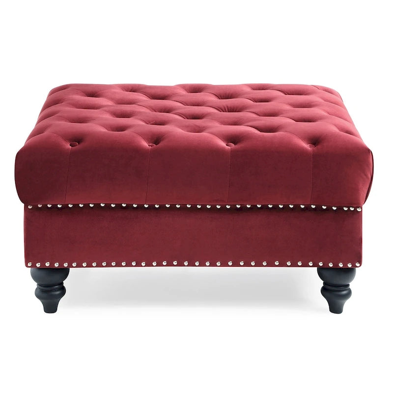 Tufted Ottoman - Navy Blue