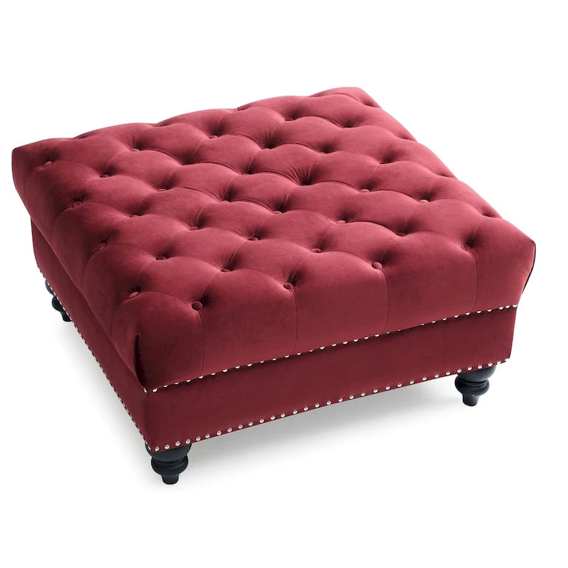 Tufted Ottoman - Navy Blue