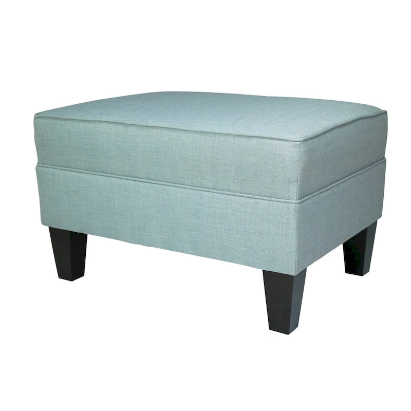 Squared Fabric Upholstered Welted Ottoman with Storage