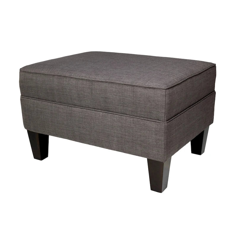 Squared Fabric Upholstered Welted Ottoman with Storage