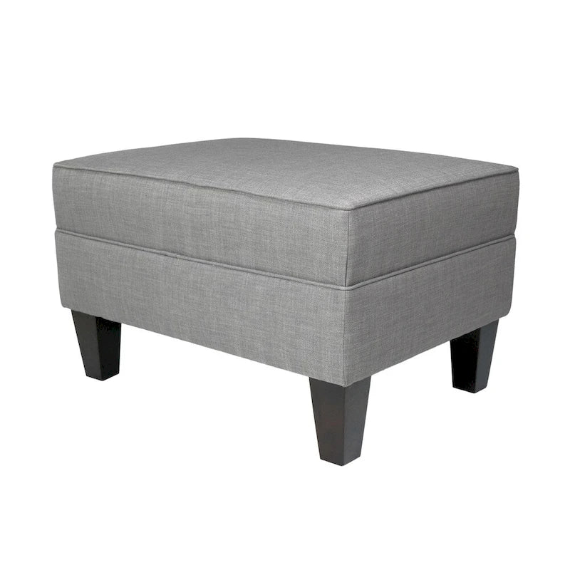 Squared Fabric Upholstered Welted Ottoman with Storage