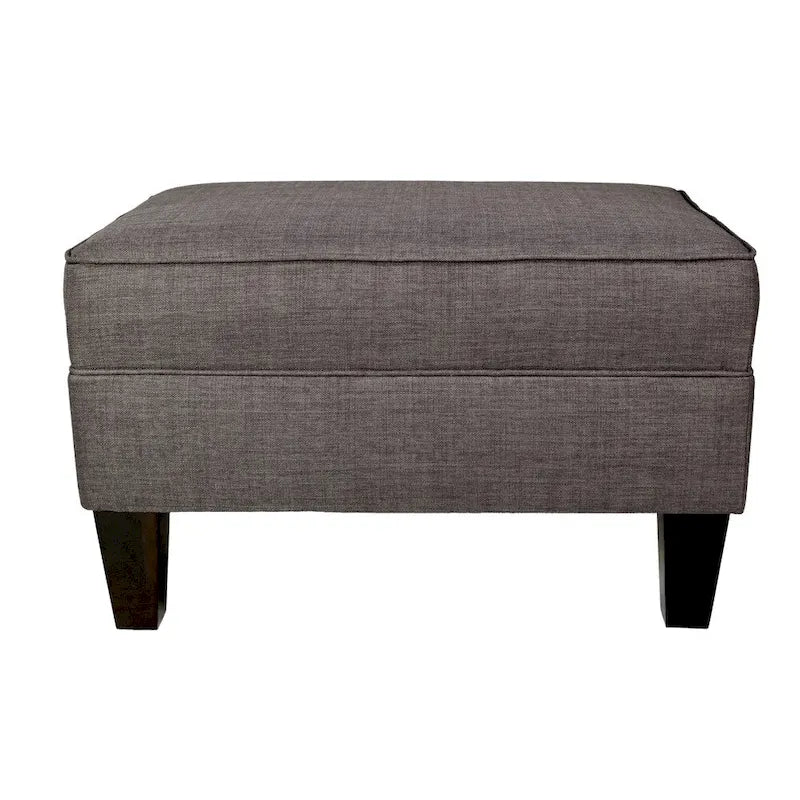 Squared Fabric Upholstered Welted Ottoman with Storage