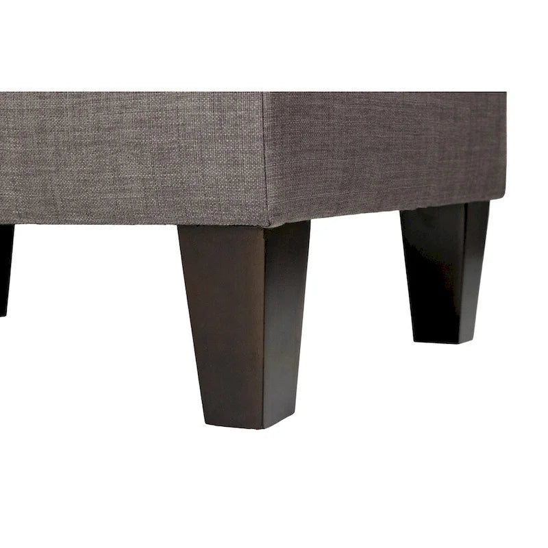 Squared Fabric Upholstered Welted Ottoman with Storage