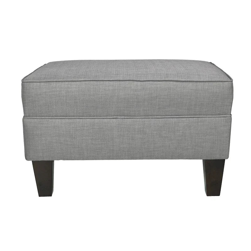 Squared Fabric Upholstered Welted Ottoman with Storage