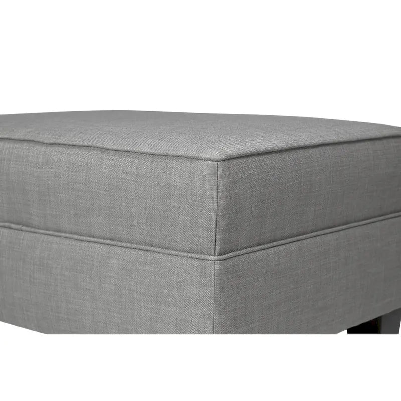 Squared Fabric Upholstered Welted Ottoman with Storage