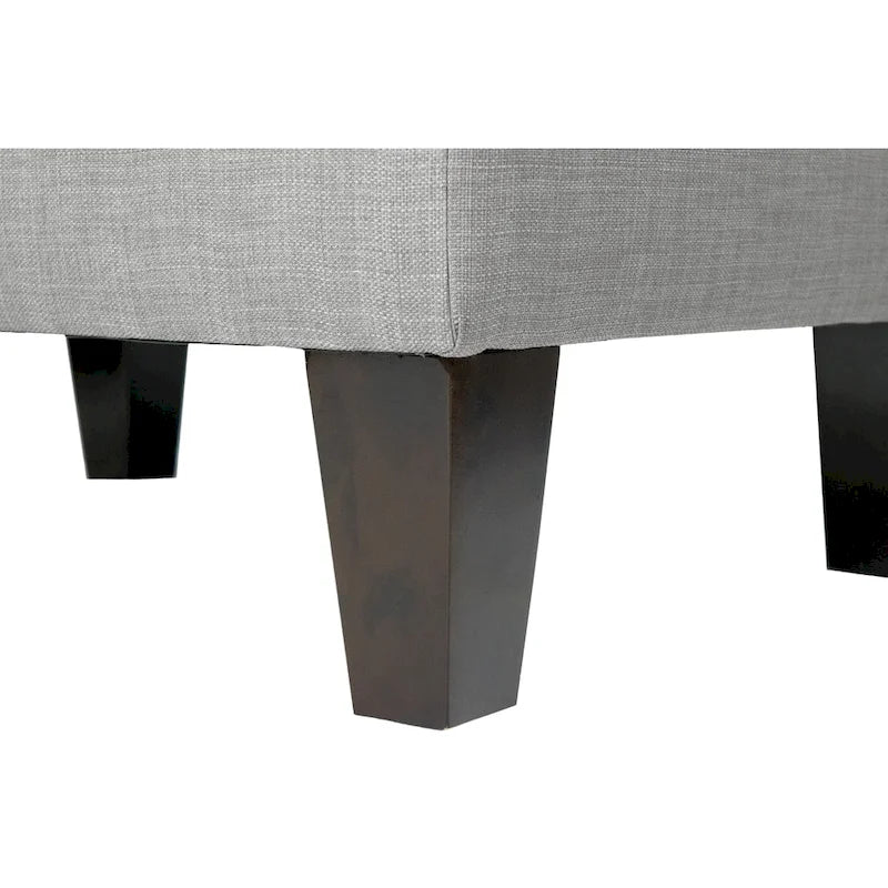 Squared Fabric Upholstered Welted Ottoman with Storage
