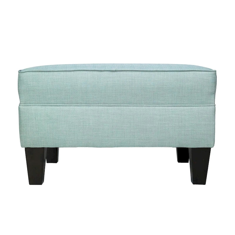 Squared Fabric Upholstered Welted Ottoman with Storage