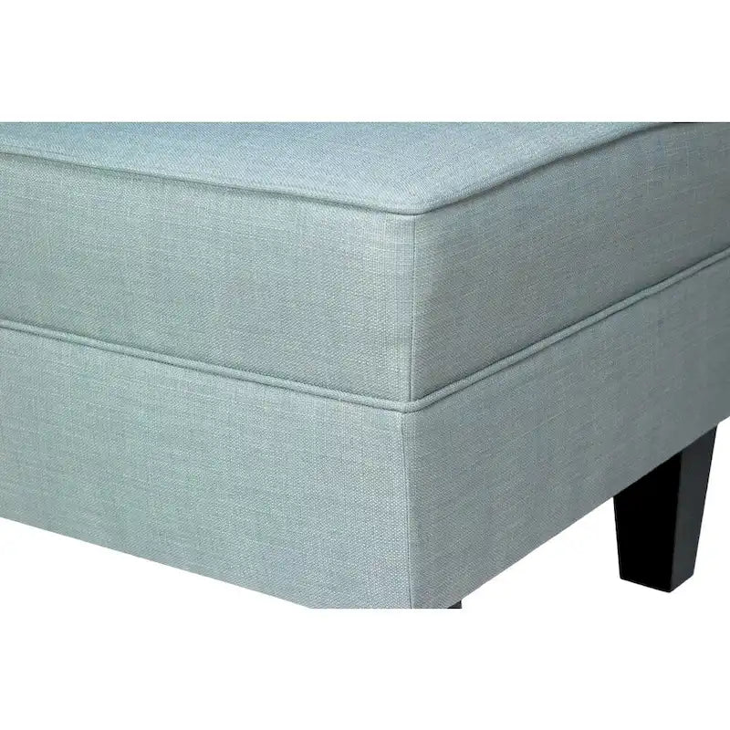 Squared Fabric Upholstered Welted Ottoman with Storage