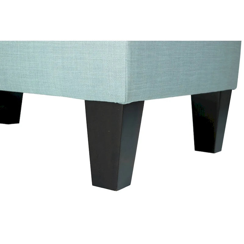 Squared Fabric Upholstered Welted Ottoman with Storage