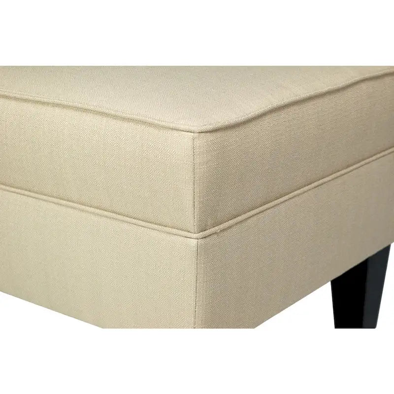 Squared Fabric Upholstered Welted Ottoman with Storage